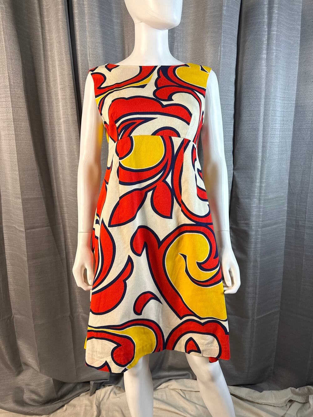 Vintage Hawaiian Primary Colors Cocktail Dress Sz M